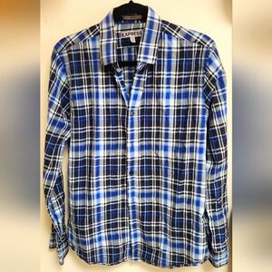 Express Mens Medium Fitted Shirt In Excellent Pre-Owned Condition Button Up Blue